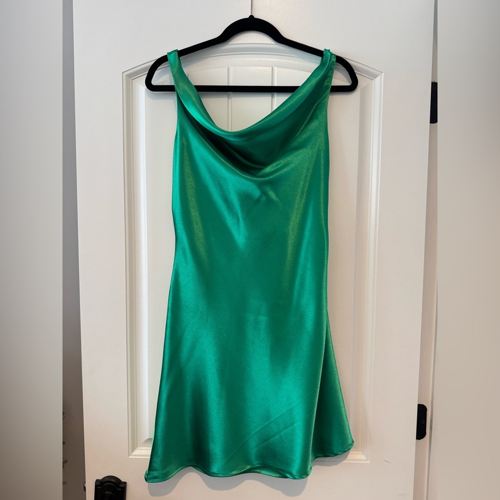 Elegant Green Satin Dress